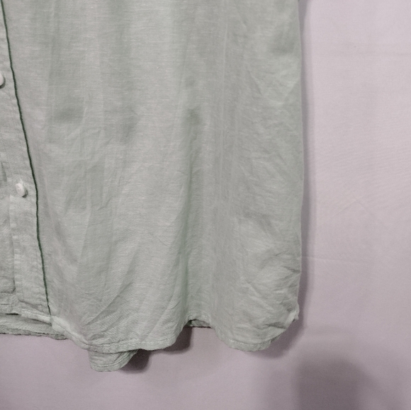 14th & Union Linen Blend Trim Fit Button Shirt Mens 2XL Mint Casual Beach Office - Picture 4 of 9